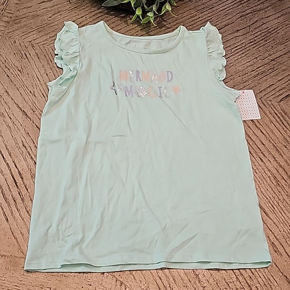 Mermaid cotton shirt size L 12-14 NWT sea green color